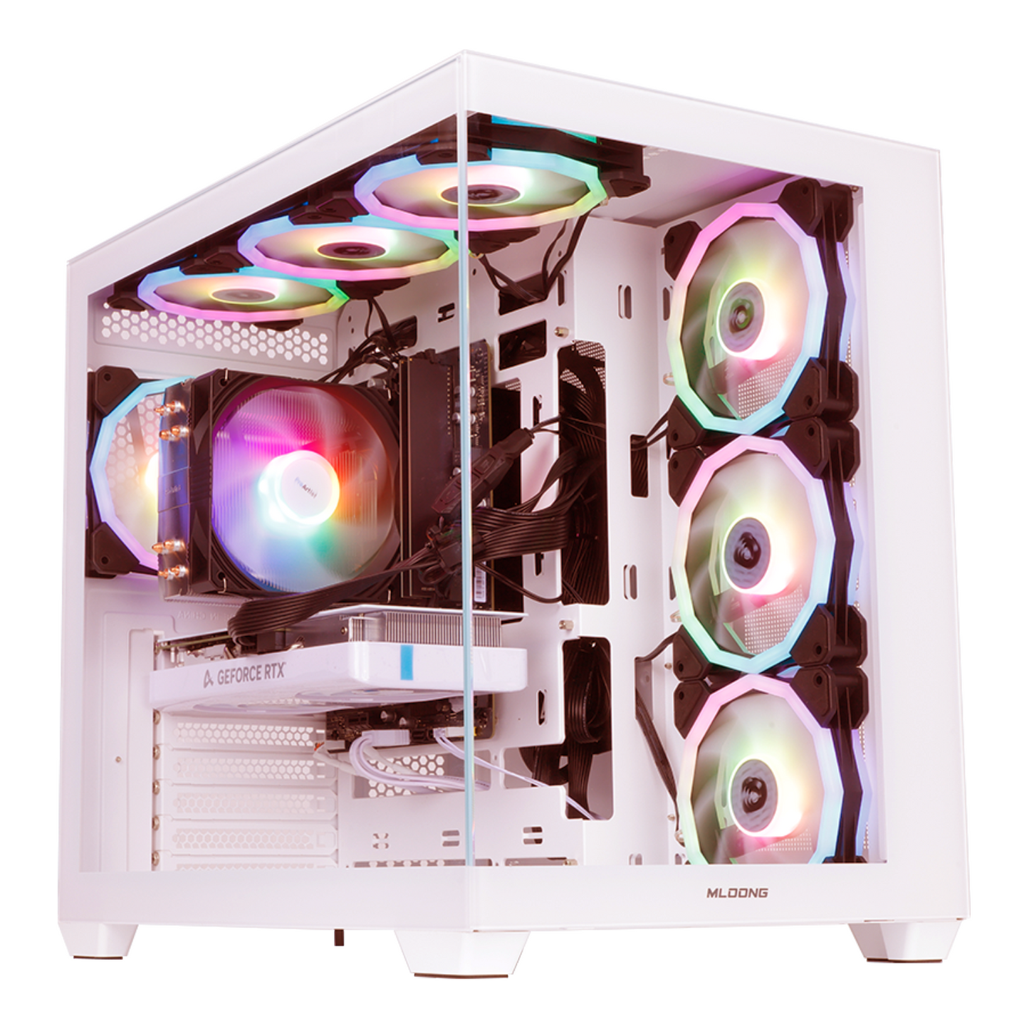 MLOONG Gaming PC,AMD Ryzen 5 5500 4.2 GHz, AMD Radeon RX 6600 8GB Desktop Computer, 1TB NVMe SSD, 16GB DDR4 3200MHz, Air Cooled Prebuilt,650W PSU, Windows 11 Home & AI Powered Gamer PC