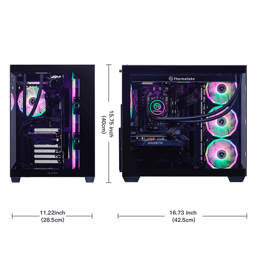 Mloong Gaming PC AMD Ryzen 7 9800X3D, GeForce RTX 5070Ti, 2TB SSD, 32GB DDR5 RAM, 360 Liquid Cooling, Win11, WIFI, Gaming Desktop, Black