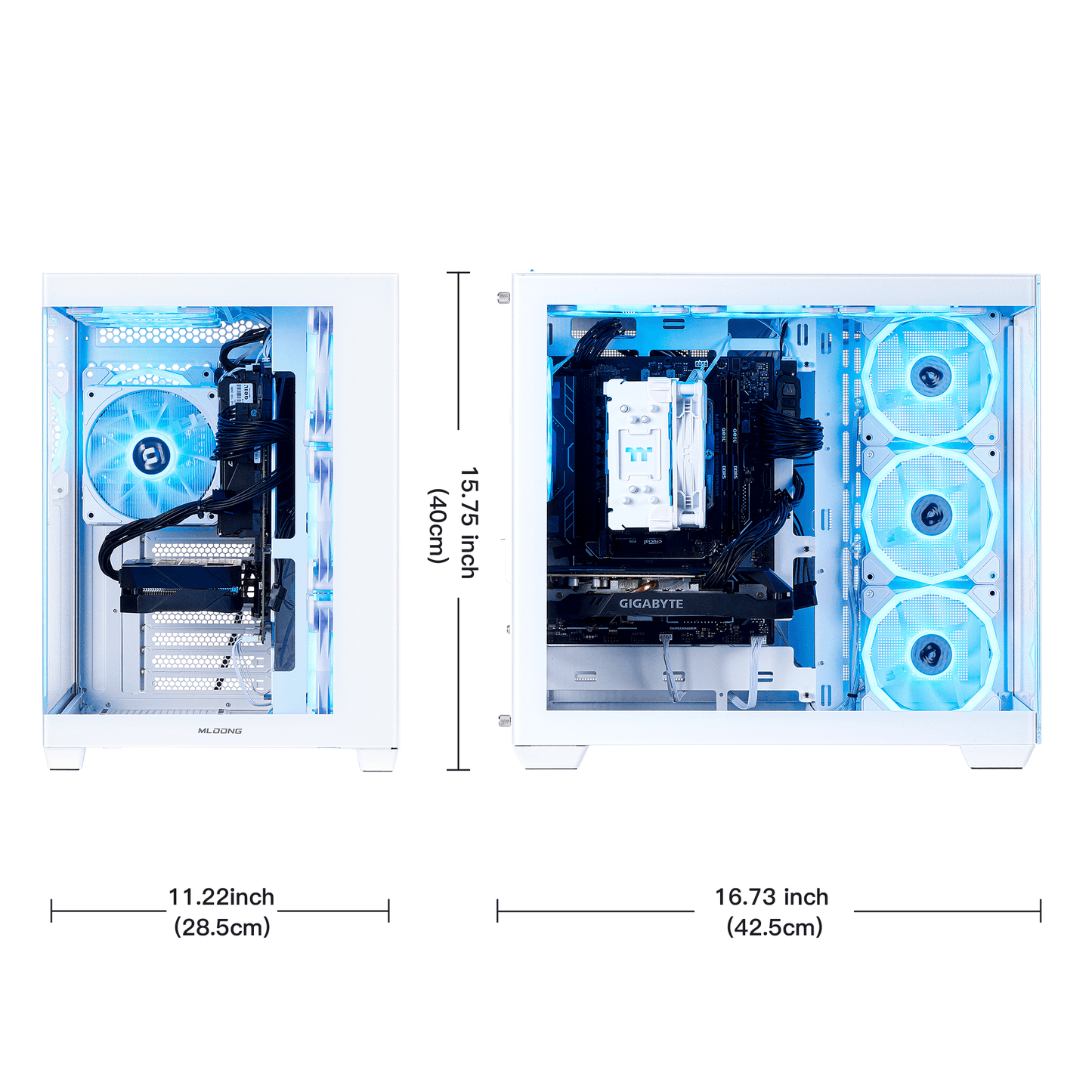 MLOONG Gaming PC,AMD Ryzen 5 5500 4.2 GHz, AMD Radeon RX 6600 8GB Desktop Computer, 1TB NVMe SSD, 16GB DDR4 3200MHz, Air Cooled Prebuilt,650W PSU, Windows 11 Home & AI Powered Gamer PC