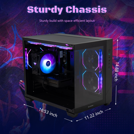 Mloong Gaming PC AMD Ryzen 5 5500 NVIDIA GeForce RTX 5060 16GB RAM 1TB SSD 650W Win11 WIFI Desktop Black