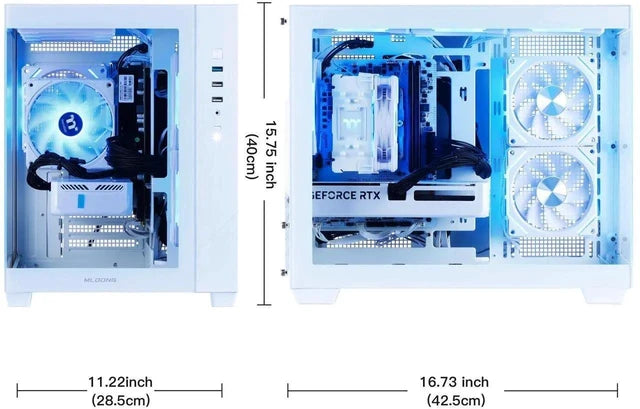 MLOONG REFURBISHED Gaming PC, AMD Ryzen 5 5500 4.2 GHz, GeForce RTX 5060 8GB prebuilt pc, 1TB NVMe SSD, AI Powered 16GB DDR4 3200MHz, Air Cooled Prebuilt, 650W PSU, Windows 11 Home Gamer PC. White