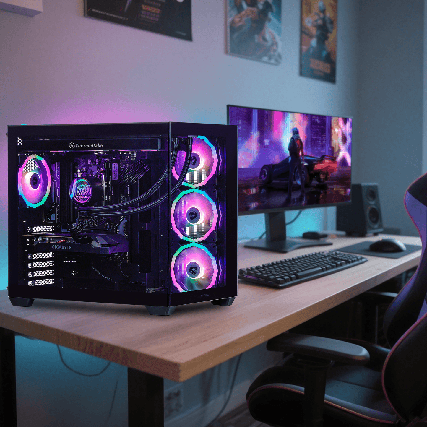 Mloong Gaming PC Desktop, AMD Ryzen 7 7700 3.8 GHz (5.3GHz Turbo), NVIDIA RTX 5060 Ti 8GB GDDR7, 1TB Gen4 NVMe SSD, 32GB 6000Mhz DDR5 RAM, 650W PSU, Wi-Fi, Win 11 Home Prebuilt PC, Black