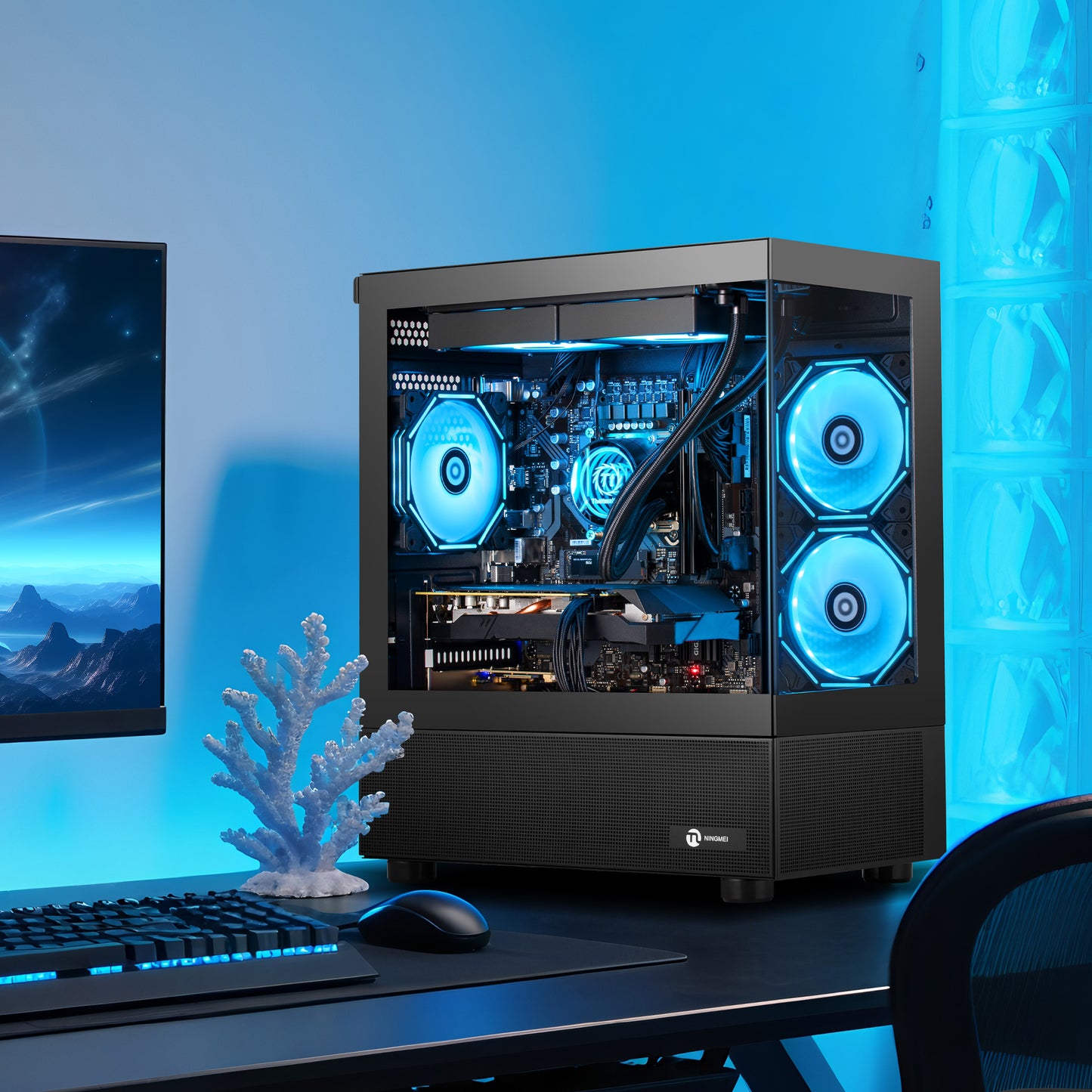 Ningmei Gaming PC AMD R7 7800X3D Radeon RX 9070 XT 32GB RAM 2TB SSD Windows 11 PC Gaming Black