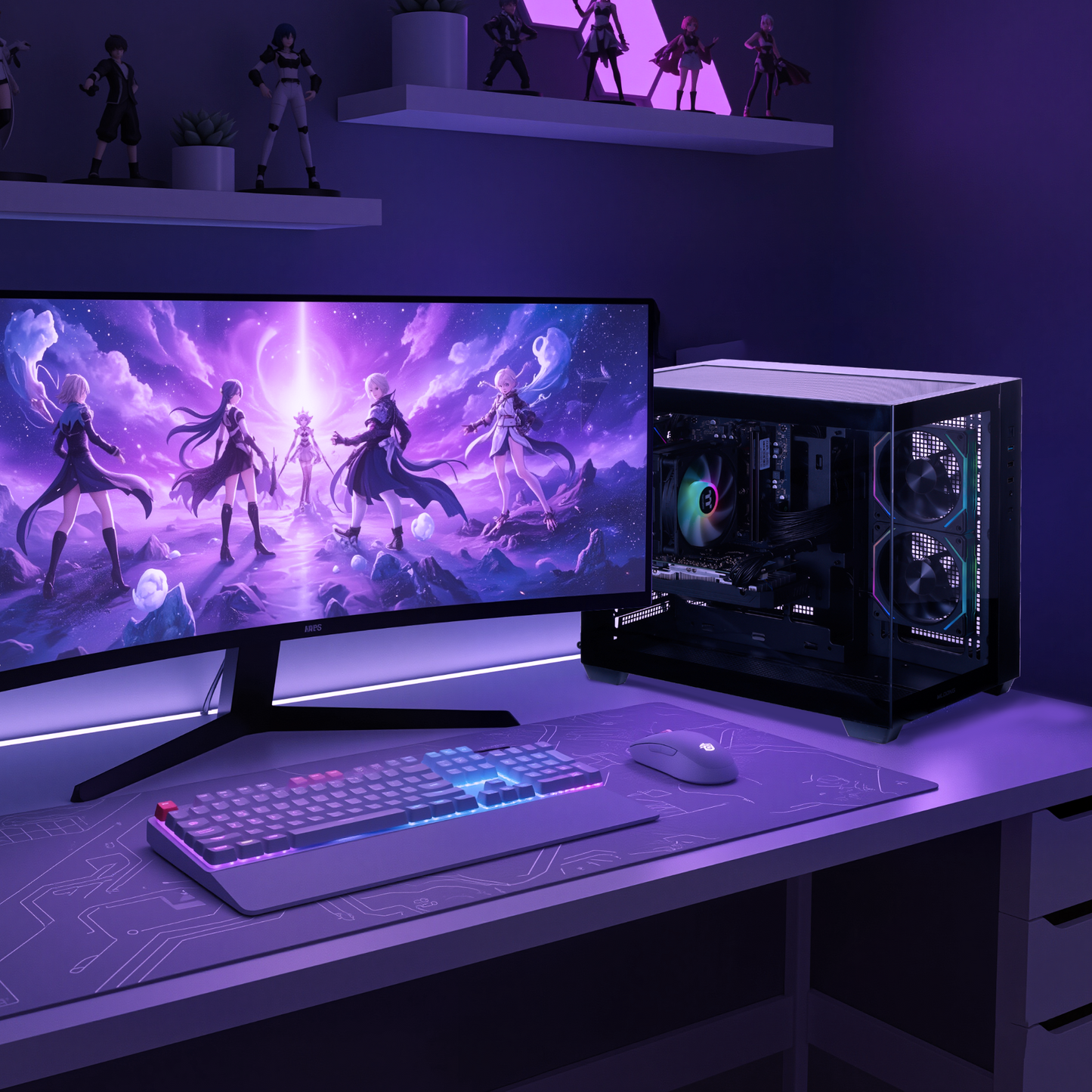 Mloong Gaming PC Desktop, AMD Ryzen 5 9600X 3.9 GHz (5.4Ghz Turbo), Radeon RX 9060 XT 8GB GDDR6, 1TB Gen4 NVMe SSD, 32GB 6000Mhz DDR5 RAM, 650W PSU, Wi-Fi, Win 11 Home Prebuilt PC, Black