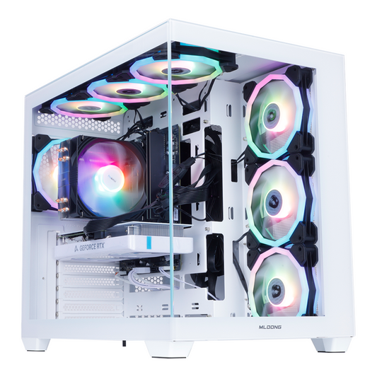 MLOONG Gaming PC,AMD Ryzen 5 5500 4.2 GHz, AMD Radeon RX 6600 8GB Desktop Computer, 1TB NVMe SSD, 16GB DDR4 3200MHz, Air Cooled Prebuilt,650W PSU, Windows 11 Home & AI Powered Gamer PC