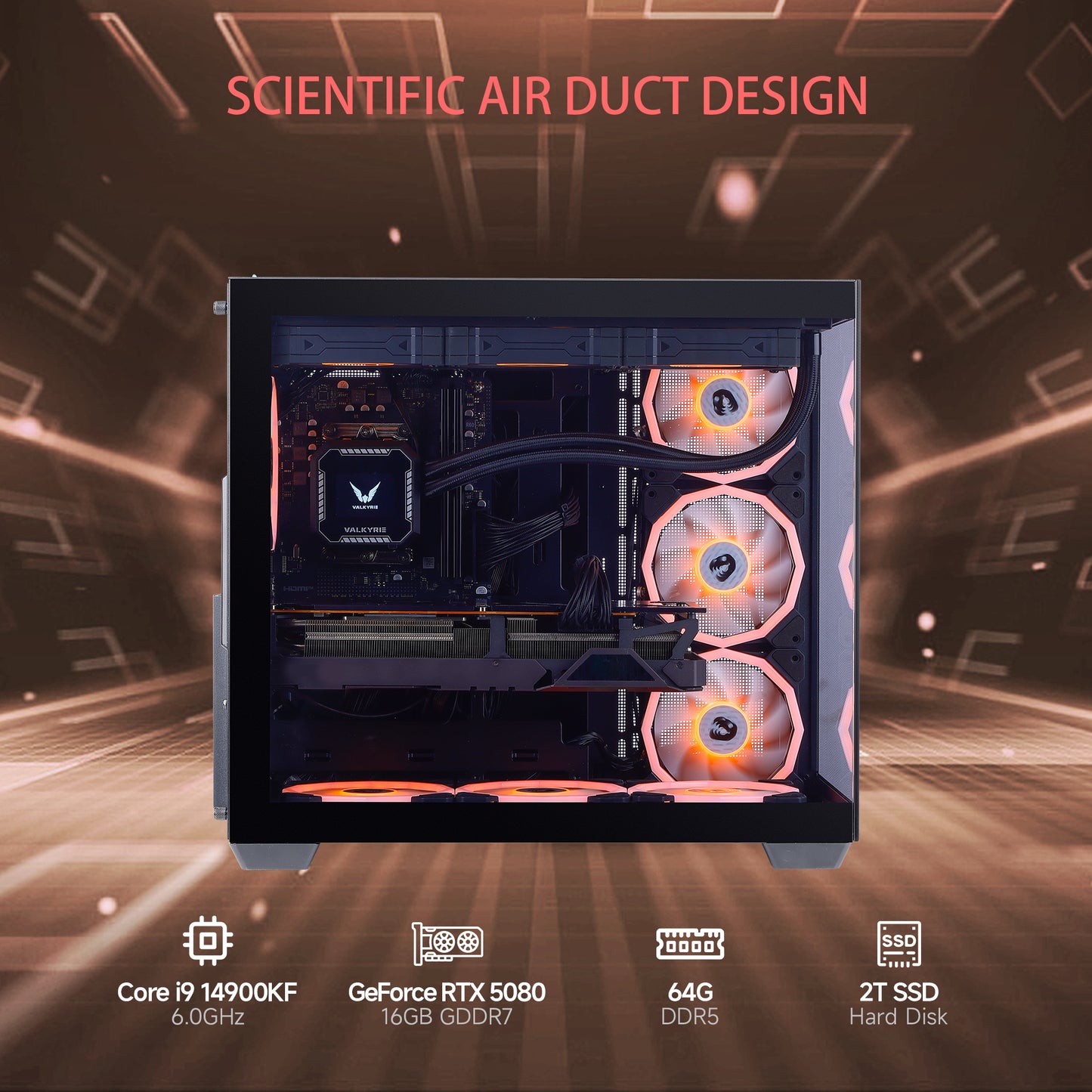 Mloong Gaming PC Intel Core i9 14900KF, GeForce RTX 5080 16GB, 64GB DDR5 RAM, 2TB SSD, 850W, Desktop, Win11 Home, WIFI, Black