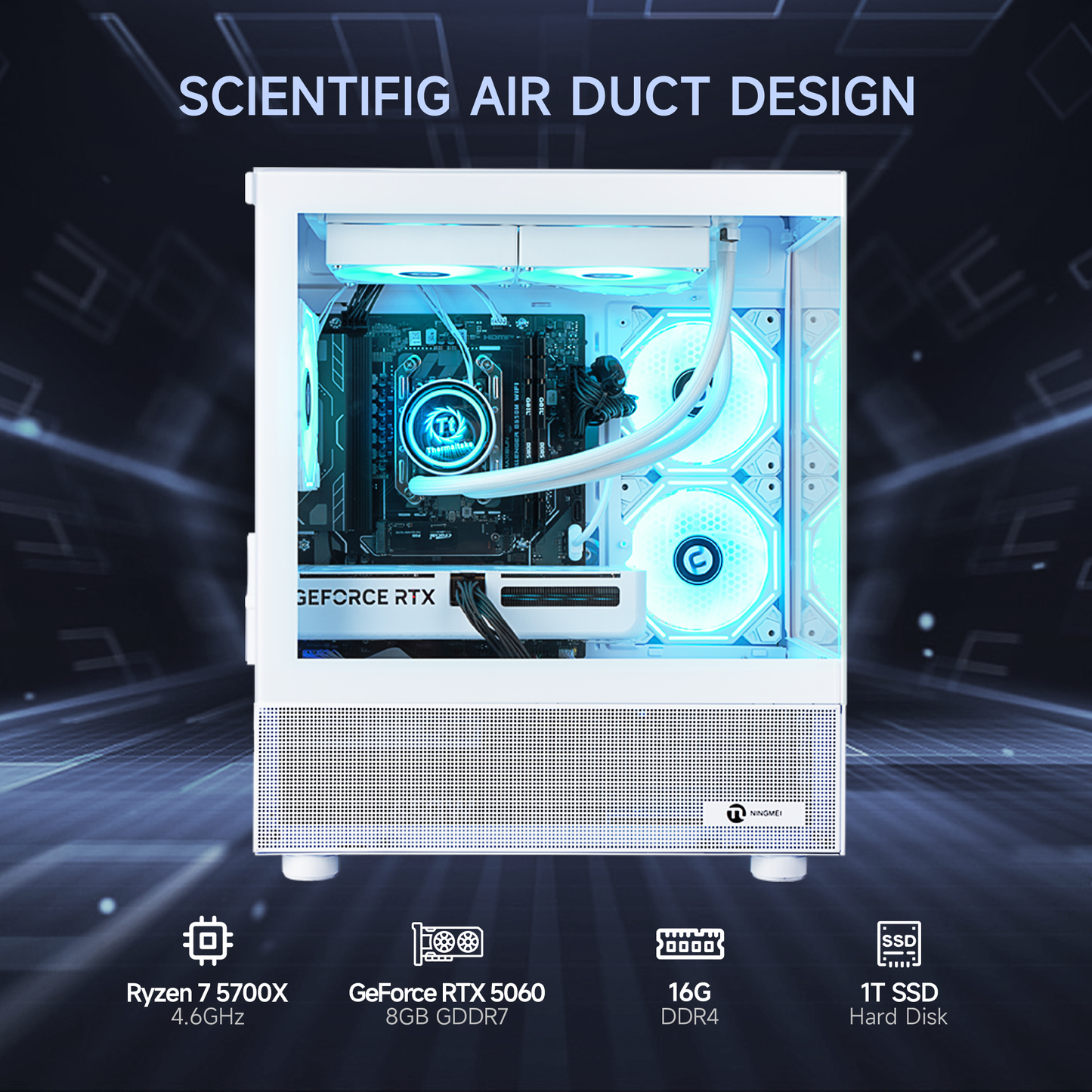 Ningmei Gaming PC AMD Ryzen 7 5700X NVIDIA RTX 5060 16GB RAM 1TB SSD Wifi PC Gaming