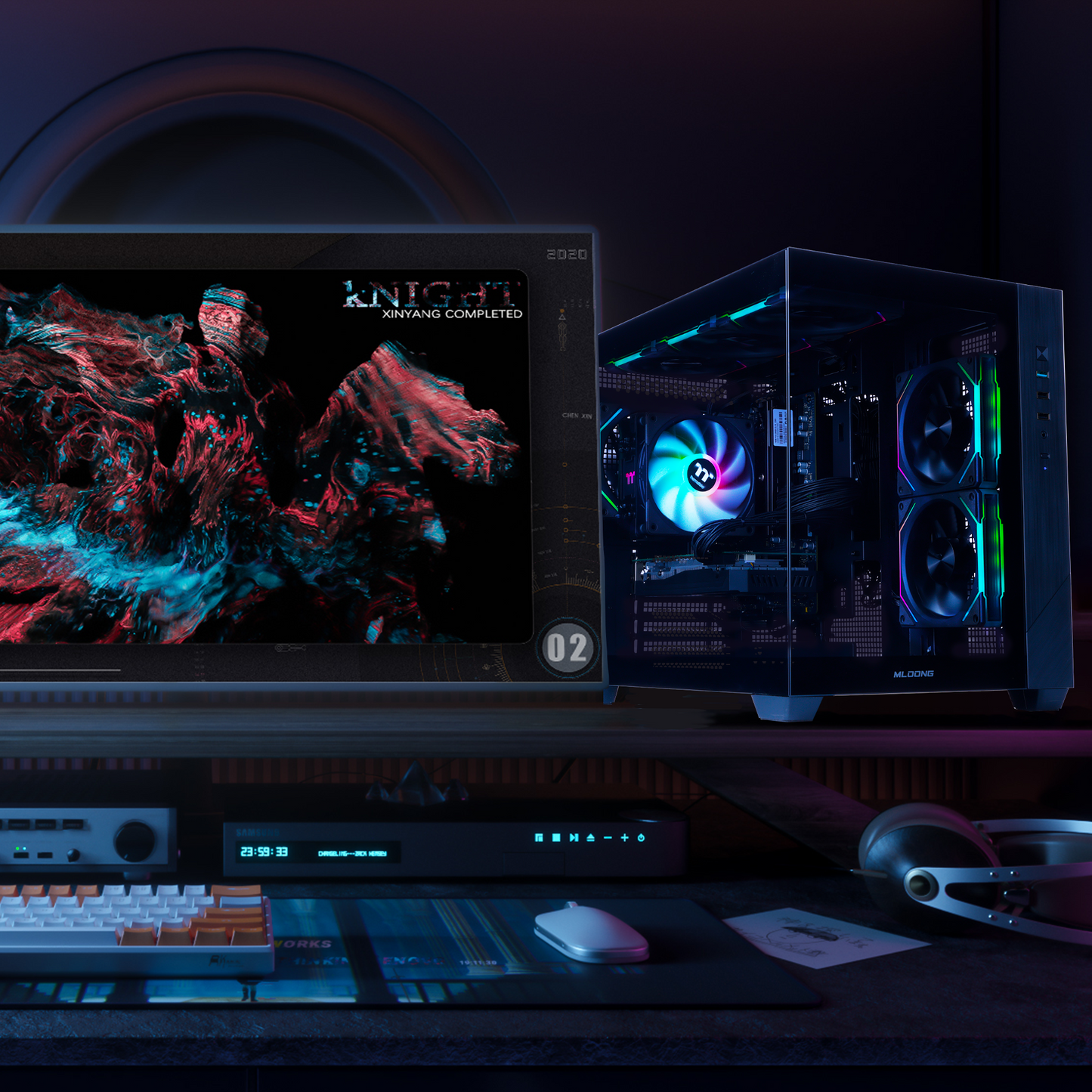 MLOONG Gaming PC Desktop, AMD Ryzen 7 8700F, GeForce RTX 5060Ti 8GB, 32GB DDR5 RAM, 1TB NVME SSD, 650W PSU, Windows 11 Home 64-bit, WIFI, Black