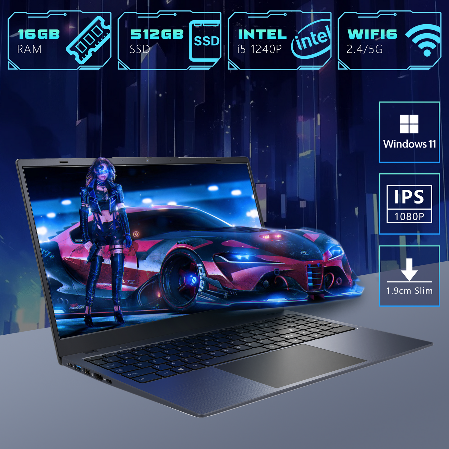 Ningmei HustleForge NL500 15.6 inch Windows Laptop Intel Core i5 1240P 16GB RAM 512GB SSD Wifi6 Bluetooth5.2 1080P FHD IPS Display