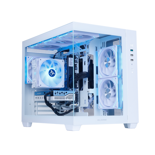 Mloong Gaming PC Desktops AMD Ryzen5 5500, Radeon RX 6500XT 4GB, 1TB SSD, 16GB RAM, 650W, Win11, WiFi, White