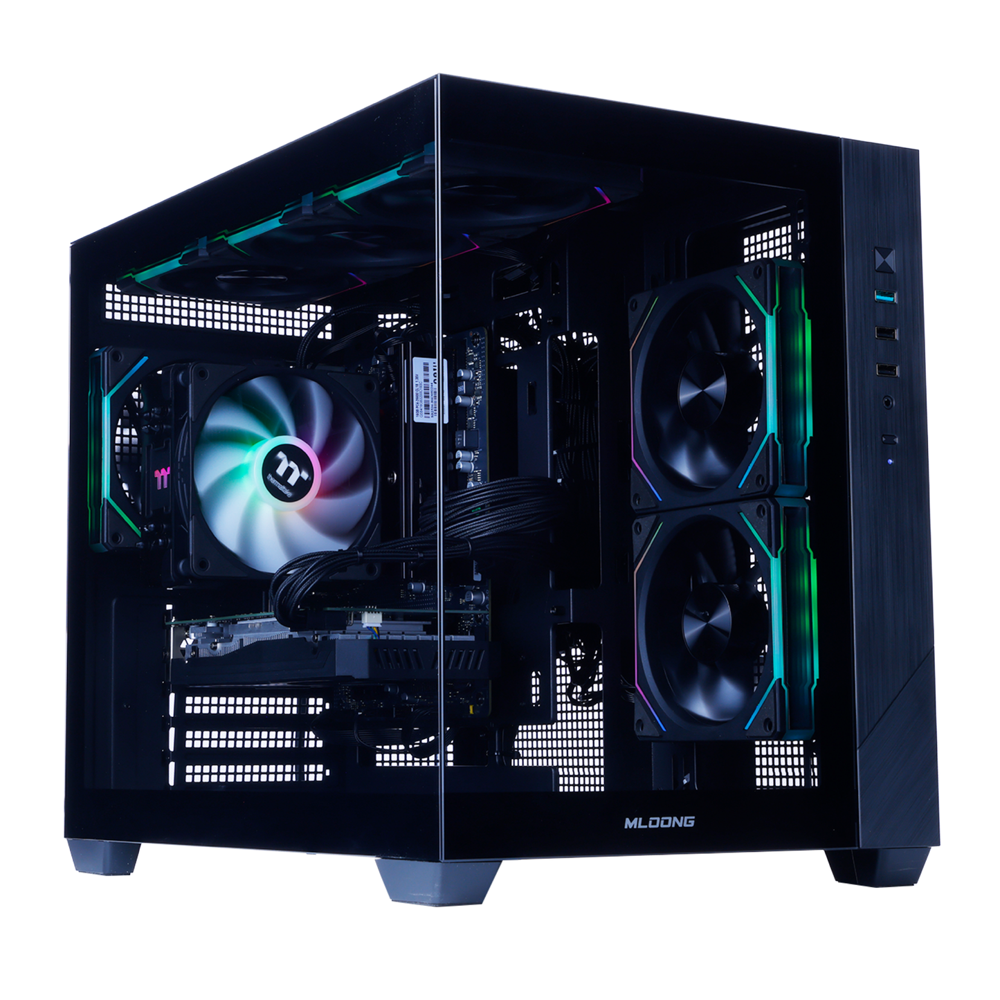 Mloong Gaming PC Desktop, AMD Ryzen 5 9600X 3.9 GHz (5.4Ghz Turbo), Radeon RX 9060 XT 8GB GDDR6, 1TB Gen4 NVMe SSD, 32GB 6000Mhz DDR5 RAM, 650W PSU, Wi-Fi, Win 11 Home Prebuilt PC, Black