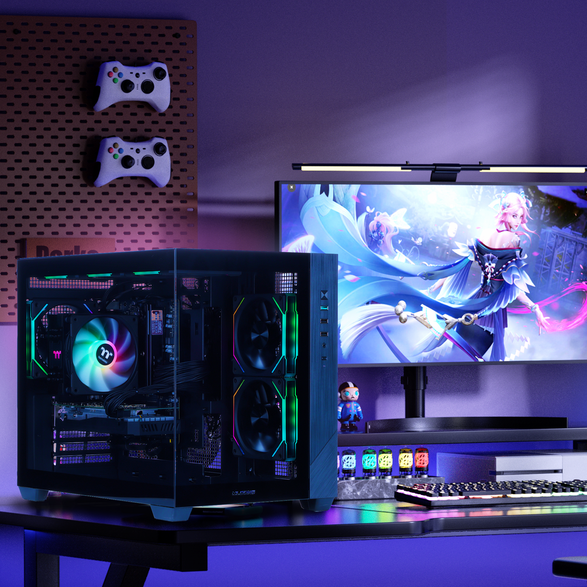 Mloong Gaming PC Desktop, AMD Ryzen 7 8700F 4.1 GHz (5.0Ghz Turbo), NVIDIA RTX 5060 Ti 8GB GDDR7, 1TB Gen4 NVMe SSD, 16GB 6000Mhz DDR5 RAM, 650W PSU, Wi-Fi, Win 11 Home Prebuilt PC, Black