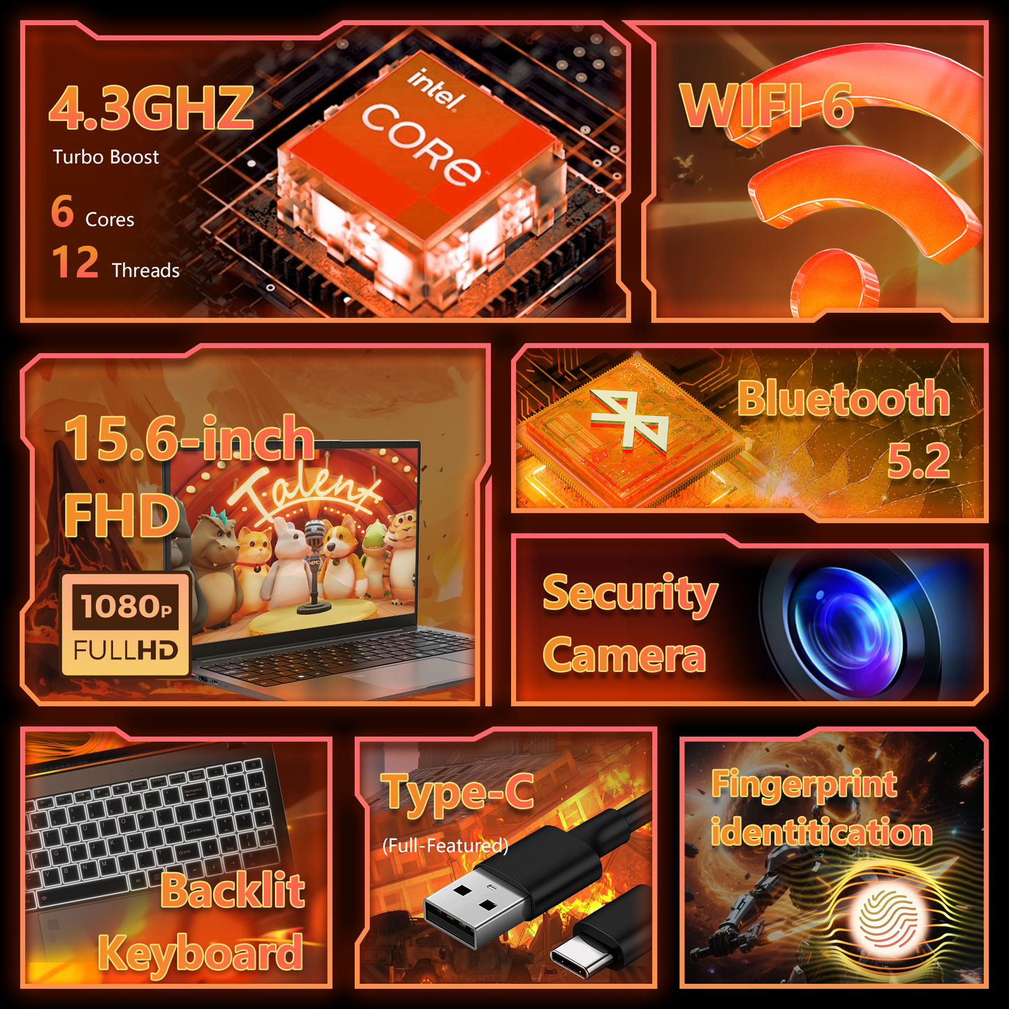 Ningmei HustleForge NLR500P 15.6 inch Laptop AMD Ryzen 5 7430U 16GB RAM 512GB SSD Wifi6 Bluetooth5.2 1080P FHD IPS Display Fingerprint identification Windows 11