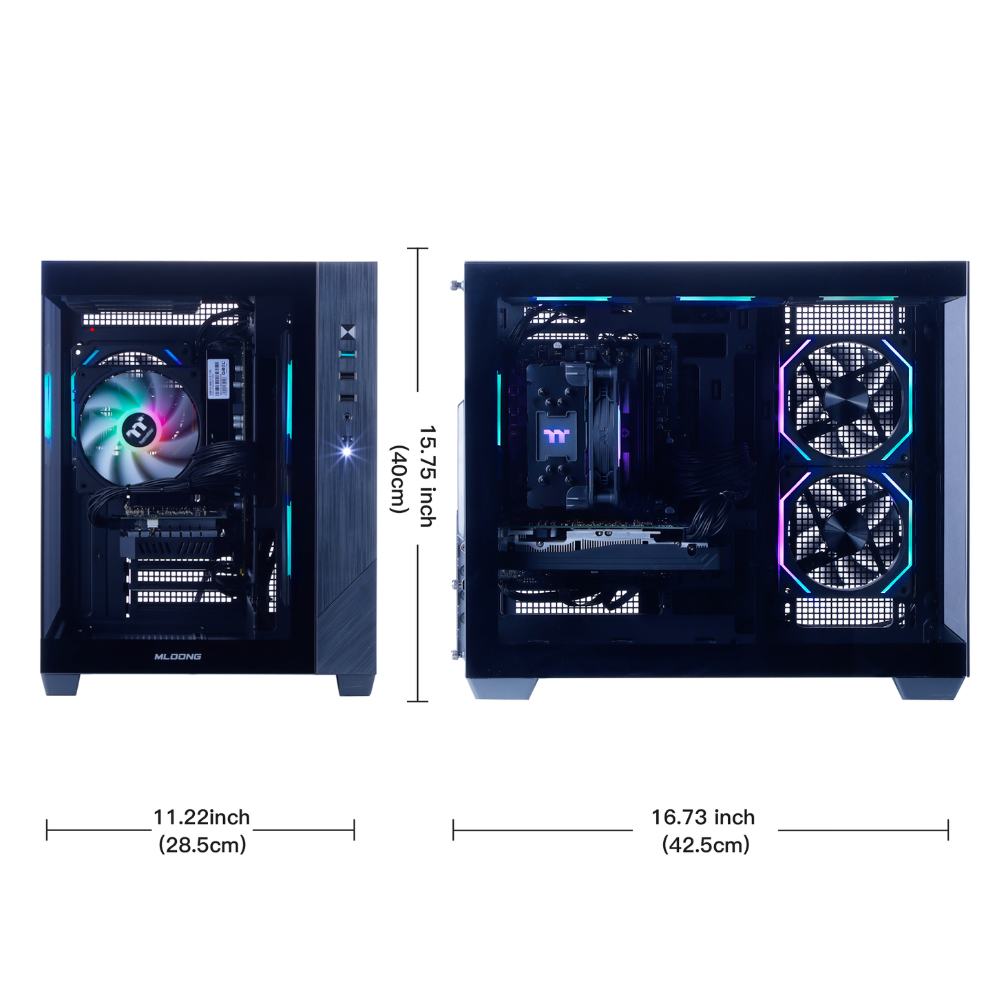 Mloong Gaming PC Desktops AMD Ryzen5 5500, Radeon RX 6500XT 4GB, 1TB SSD, 16GB RAM, 650W, Win11, WiFi, Black