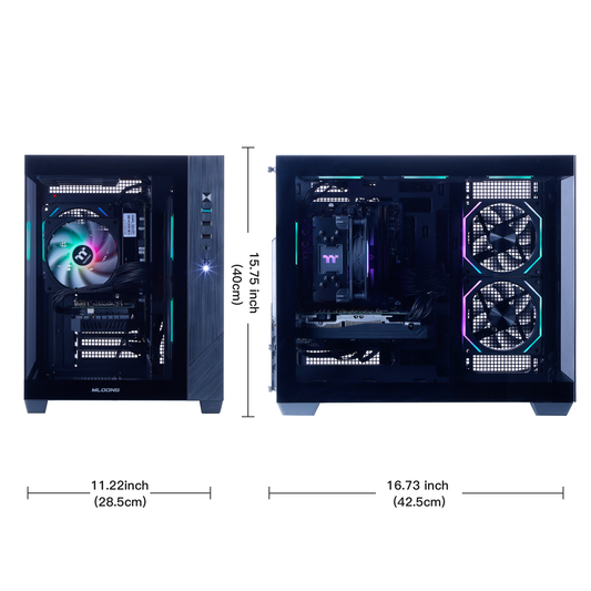 Mloong Gaming PC Desktop, AMD Ryzen 5 9600X 3.9 GHz (5.4Ghz Turbo), Radeon RX 9060 XT 8GB GDDR6, 1TB Gen4 NVMe SSD, 32GB 6000Mhz DDR5 RAM, 650W PSU, Wi-Fi, Win 11 Home Prebuilt PC, Black