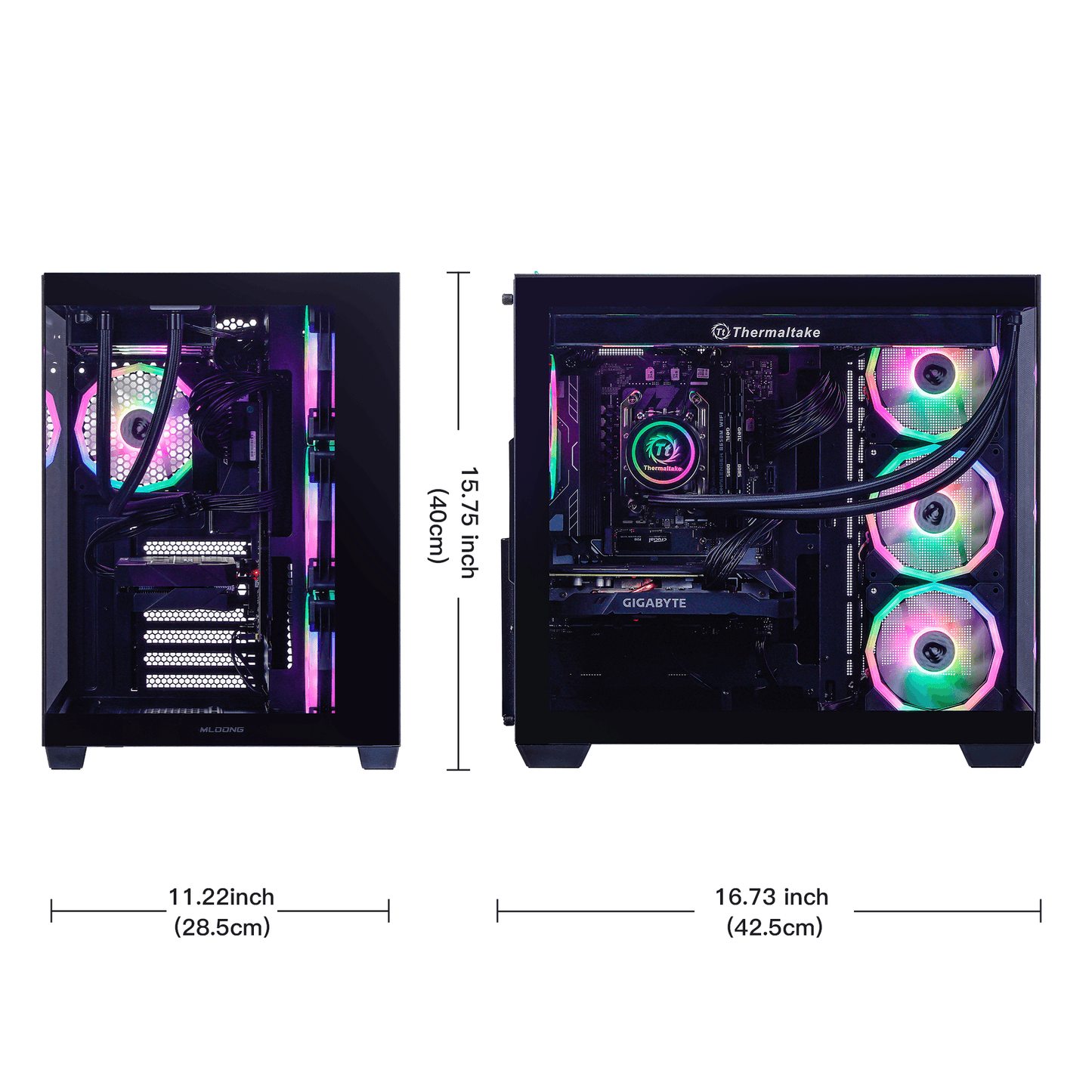 Mloong Gaming PC AMD Ryzen 7 9800X3D, GeForce RTX 5070Ti, 2TB SSD, 32GB DDR5 RAM, 360 Liquid Cooling, Win11, WIFI, Gaming Desktop, Black