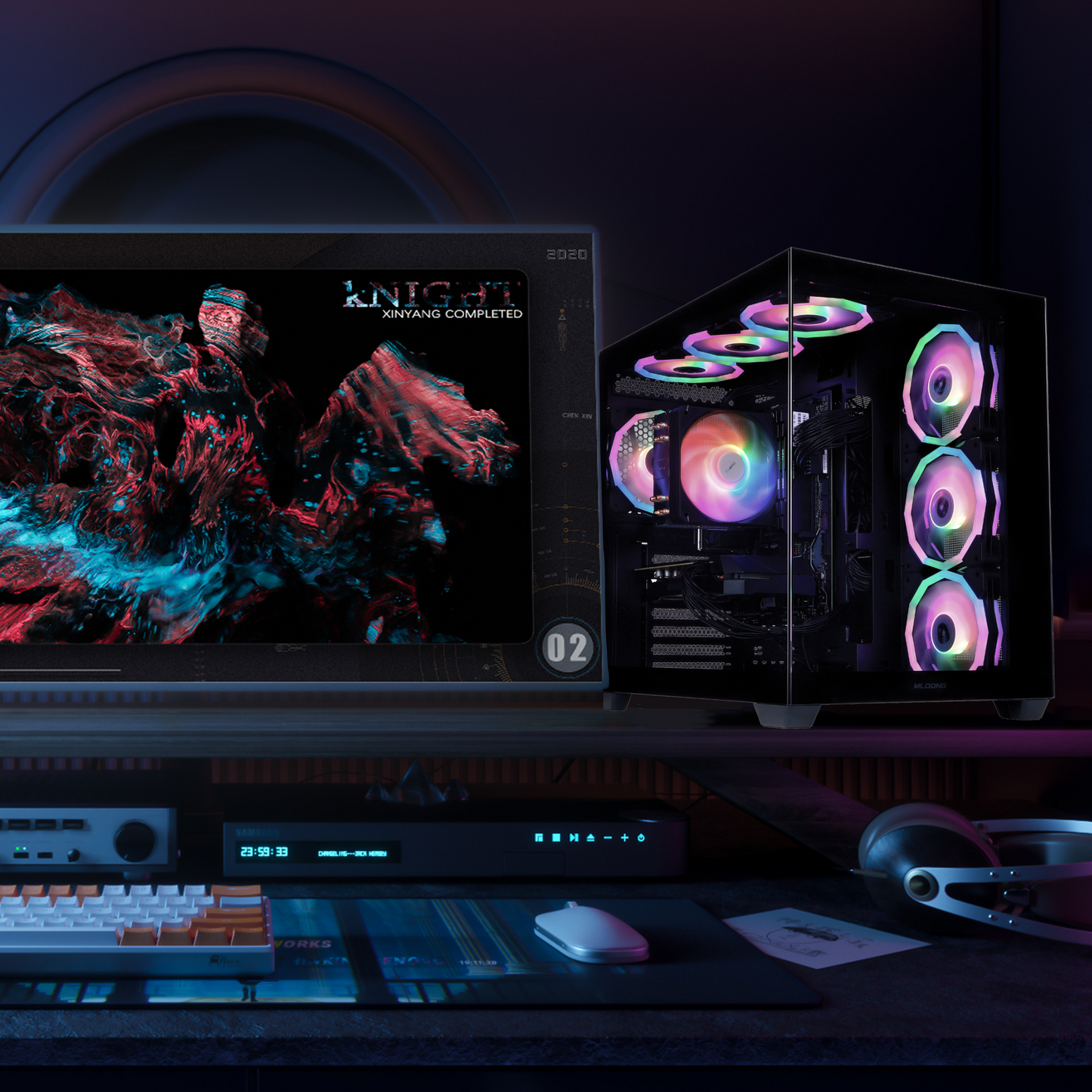 Mloong Gaming PC Desktop, AMD Ryzen 7 8700F 4.1 GHz (5.0Ghz Turbo), NVIDIA RTX 5060 Ti 8GB GDDR7, 1TB Gen4 NVMe SSD, 32GB 6000Mhz DDR5 RAM, 650W PSU, Wi-Fi, Win 11 Home Prebuilt PC, Black