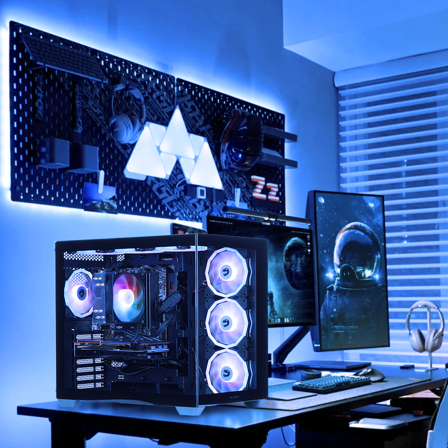 Restored MLOONG PC Gamer Gaming Desktop, AMD Ryzen 5 5500, Radeon RX 6600 8GB, 16GB DDR4, 1TB SSD, WIFI, Windows 11 Home, Refurbished