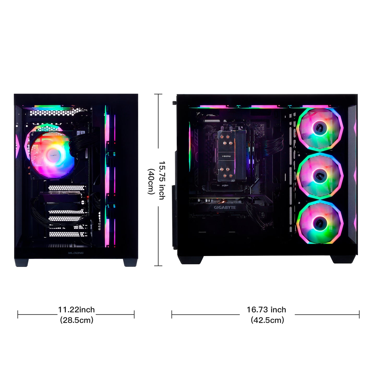 Mloong Gaming PC Desktops AMD Ryzen5 5500 AMD Radeon RX 6600 1TB SSD 16GB RAM 650W Win11 WIFI