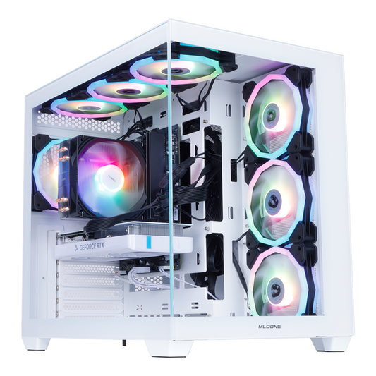 MLOONG Gaming PC, AMD Ryzen 5 5600 4.4 GHz, GeForce RTX 4060 8GB Desktop Computer, 1TB NVMe SSD, 16GB DDR4 3200MHz, Air Cooled Prebuilt, 600W PSU,Windows 11 Home & AI powered Gamer PC. White