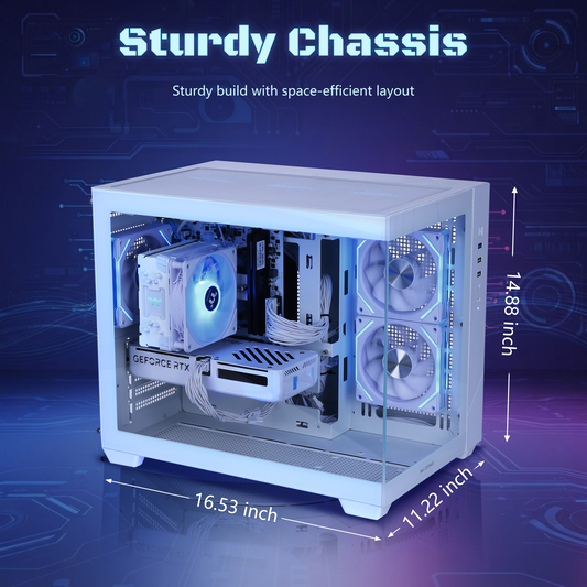 Mloong Gaming PC Desktop AMD Ryzen 5 5500 GeForce RTX 5060 1TB SSD 16GB RAM 650W Win11 WIFI White