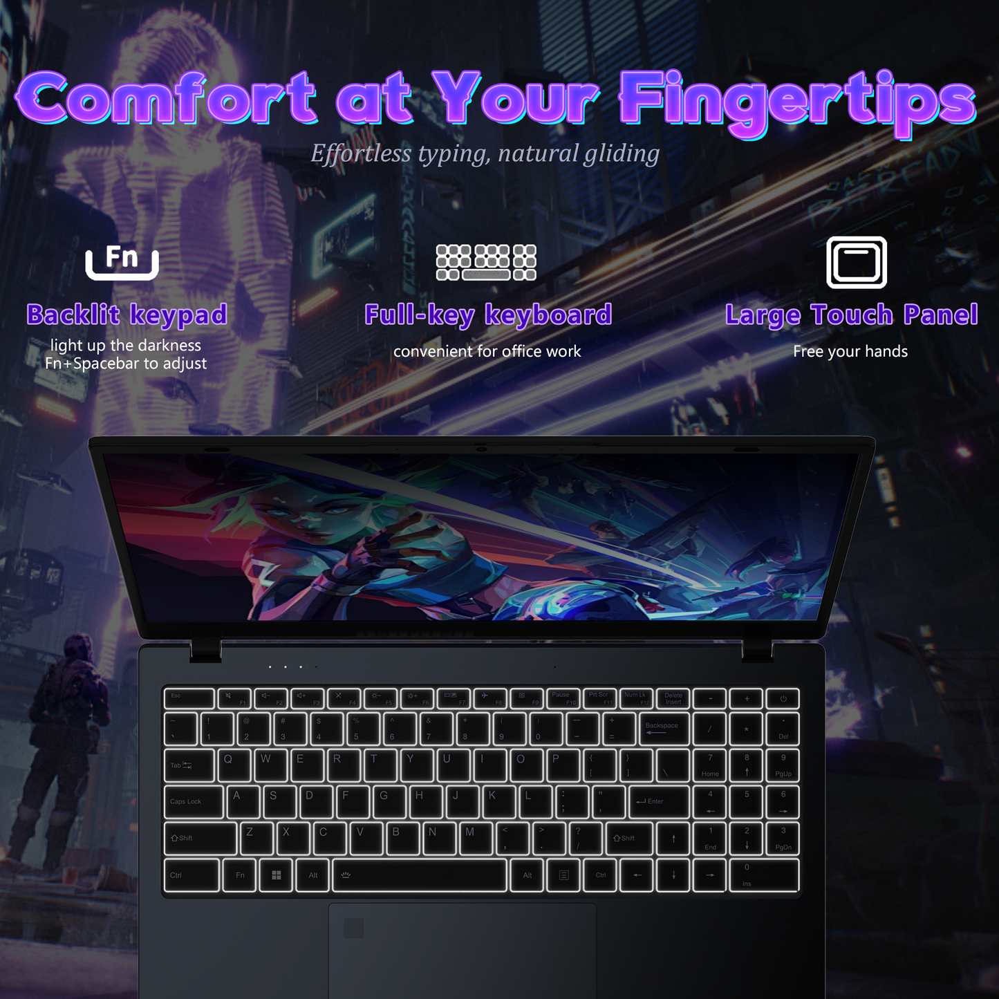 Ningmei HustleForge 15.6 inch Windows Laptop Intel N150 16GB RAM 512GB SSD Wifi6 Bluetooth5.2 1080P FHD IPS Display Fingerprint identification