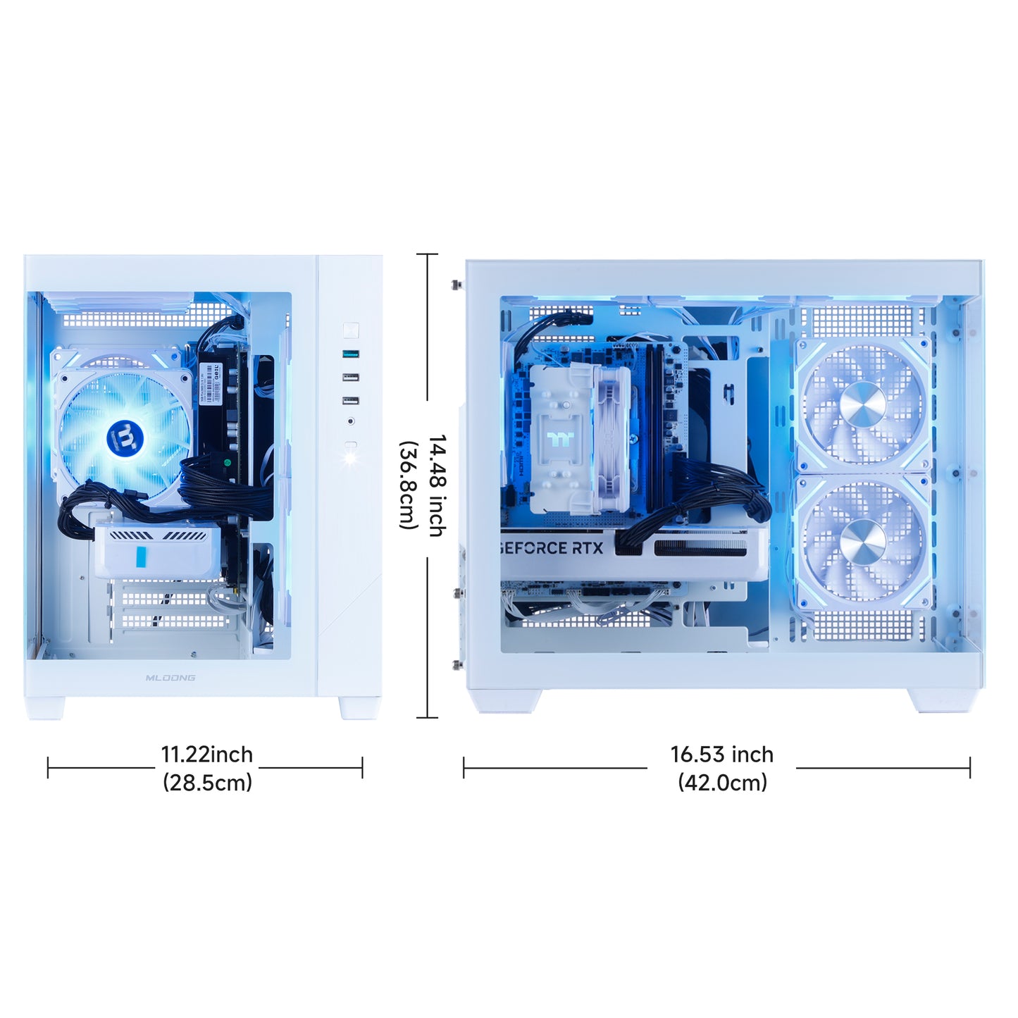 MLOONG Gaming PC Desktop, AMD Ryzen 7 8700F, GeForce RTX 5060Ti 8GB, 32GB DDR5 RAM, 1TB NVME SSD, 650W PSU, Windows 11 Home 64-bit, WIFI, White
