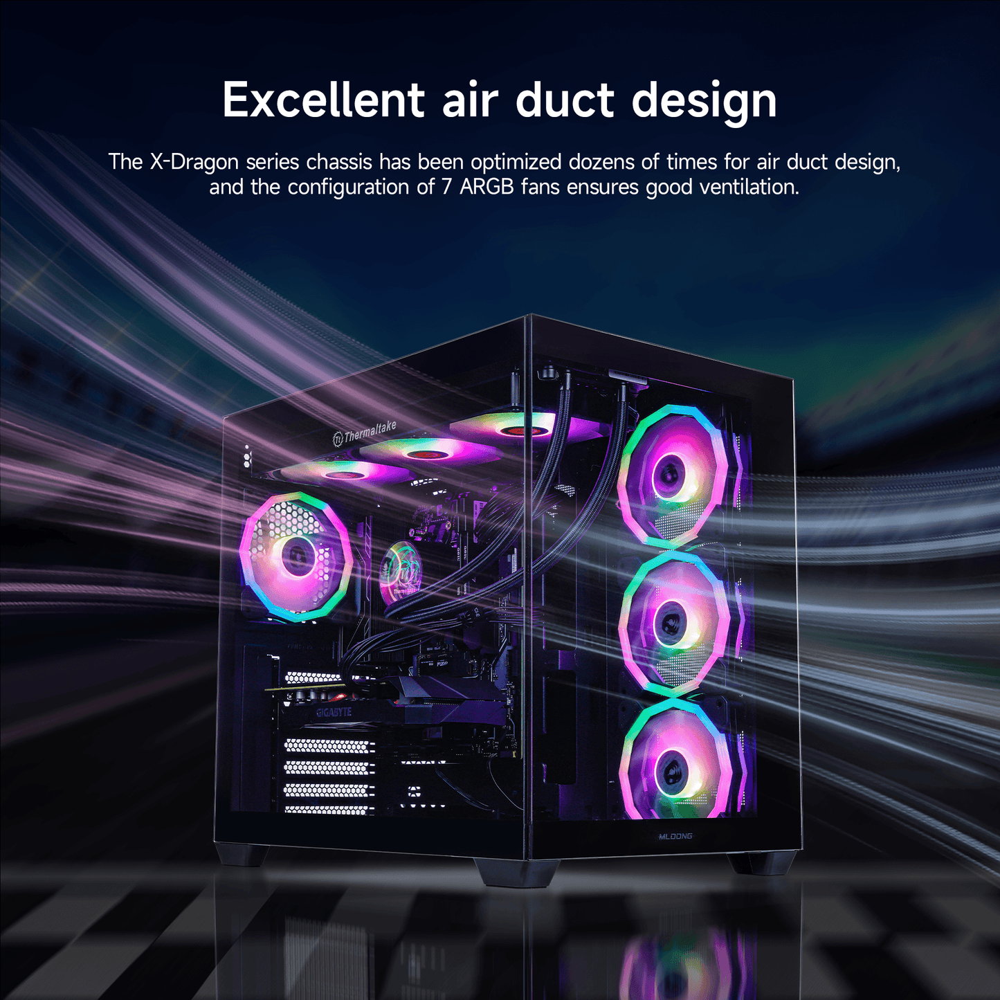 Mloong Gaming PC AMD Ryzen 7 9800X3D, GeForce RTX 5070Ti, 2TB SSD, 32GB DDR5 RAM, 360 Liquid Cooling, Win11, WIFI, Gaming Desktop, Black