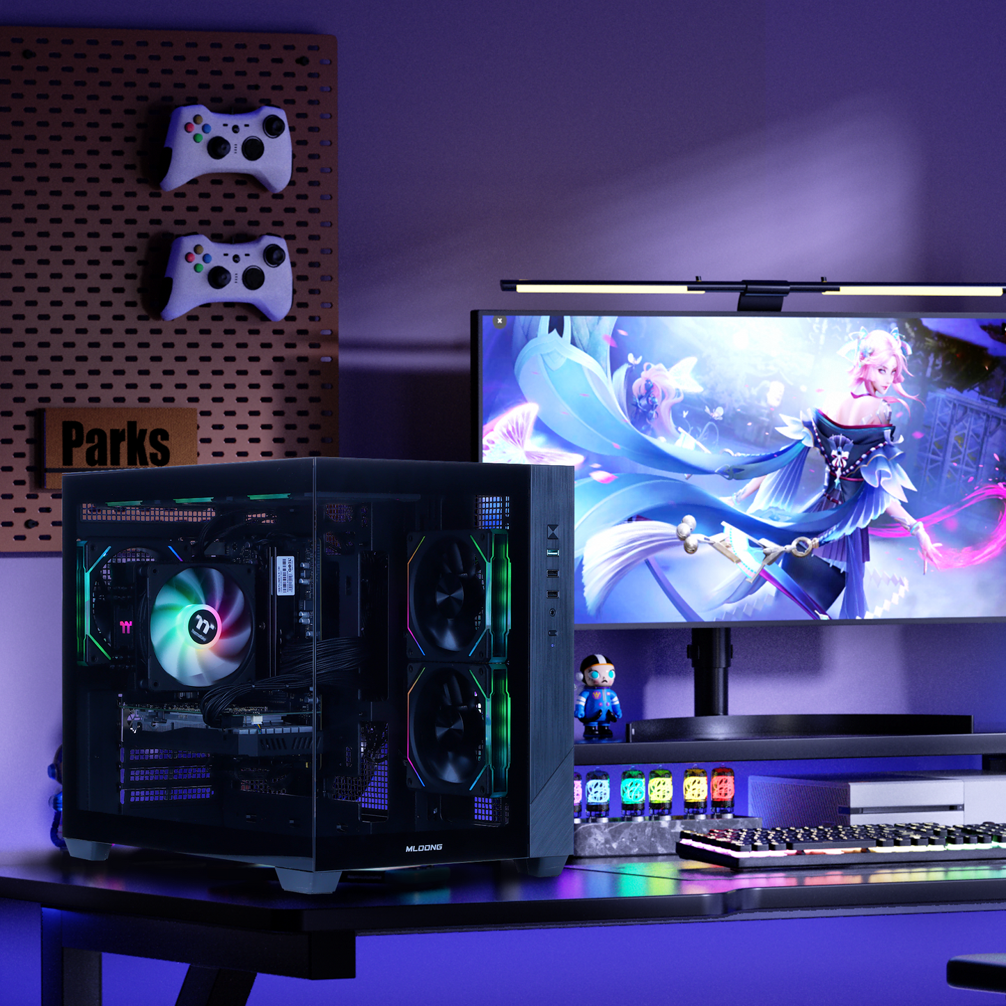 Mloong Gaming PC AMD Ryzen 5 5500 NVIDIA GeForce RTX 5050 16GB RAM 1TB SSD 650W Win11 WIFI Desktop Black