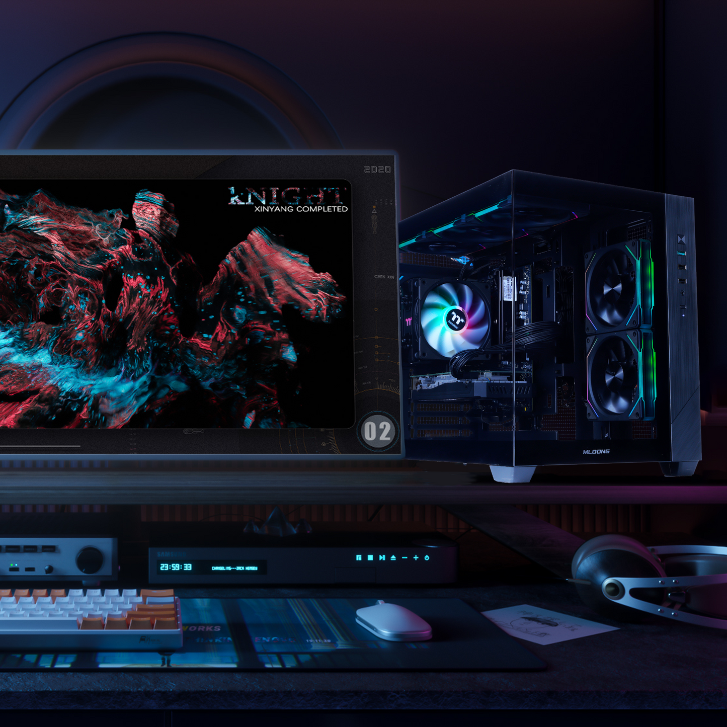 Mloong Gaming PC AMD Ryzen 5 5500 NVIDIA GeForce RTX 5050 16GB RAM 1TB SSD 650W Win11 WIFI Desktop Black