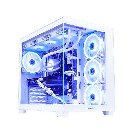 Mloong Gaming PC AMD Ryzen 7 9800X3D, GeForce RTX 5070Ti, 2TB SSD, 32GB DDR5 RAM, 360 Liquid Cooling, Win11, WIFI, Gaming Desktop, White