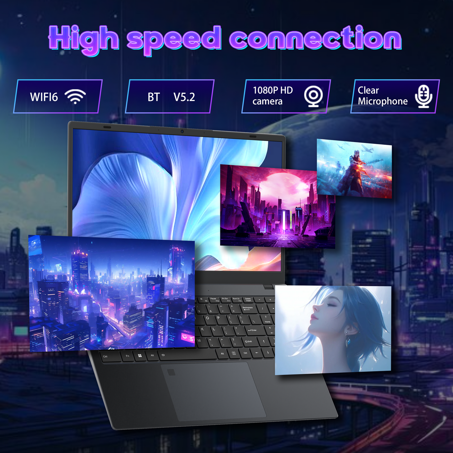 Ningmei HustleForge 15.6 inch Windows Laptop Intel N150 16GB RAM 512GB SSD Wifi6 Bluetooth5.2 1080P FHD IPS Display Fingerprint identification