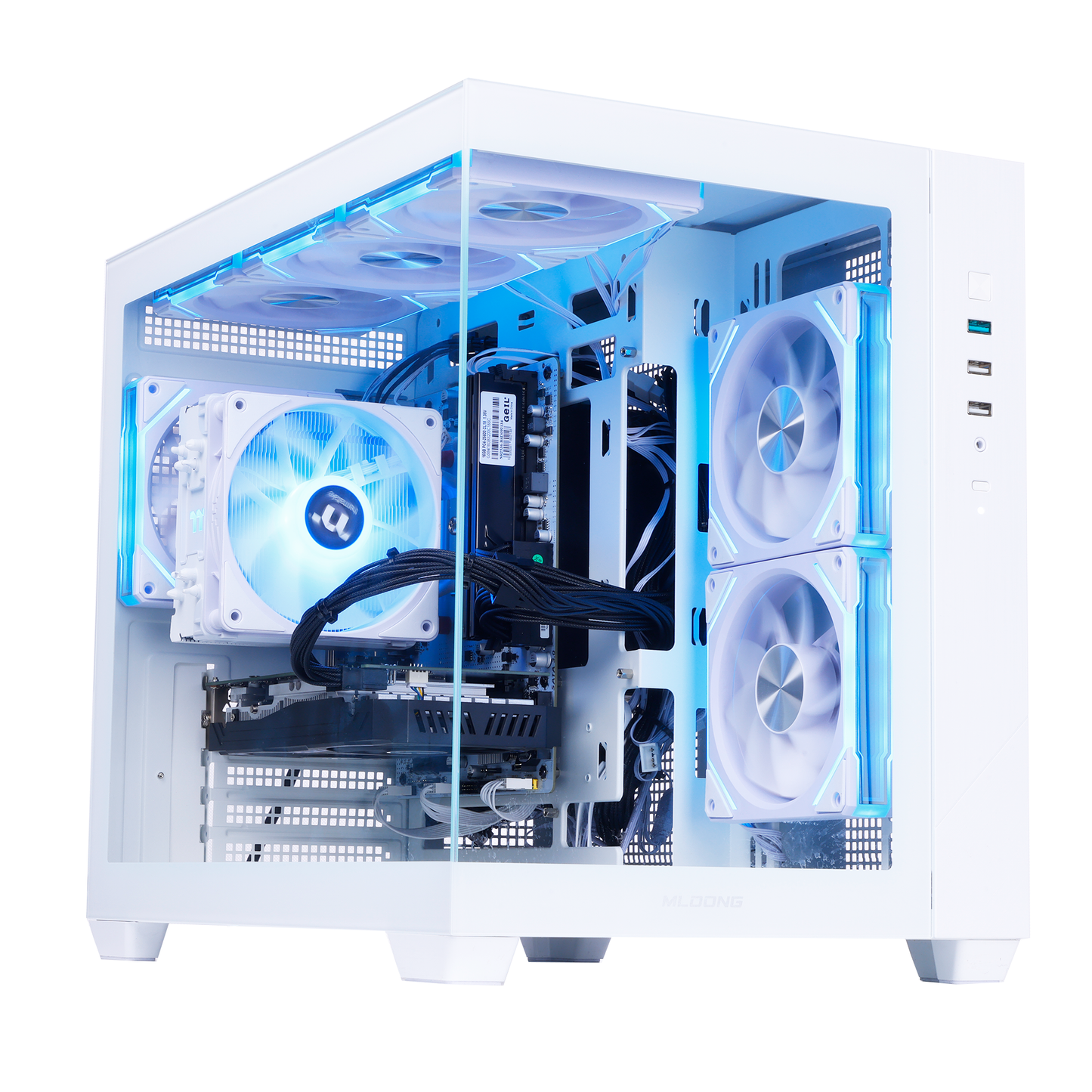 Mloong Gaming PC Desktops AMD Ryzen5 5500, Radeon RX 6500XT 4GB, 1TB SSD, 16GB RAM, 650W, Win11, WiFi, White