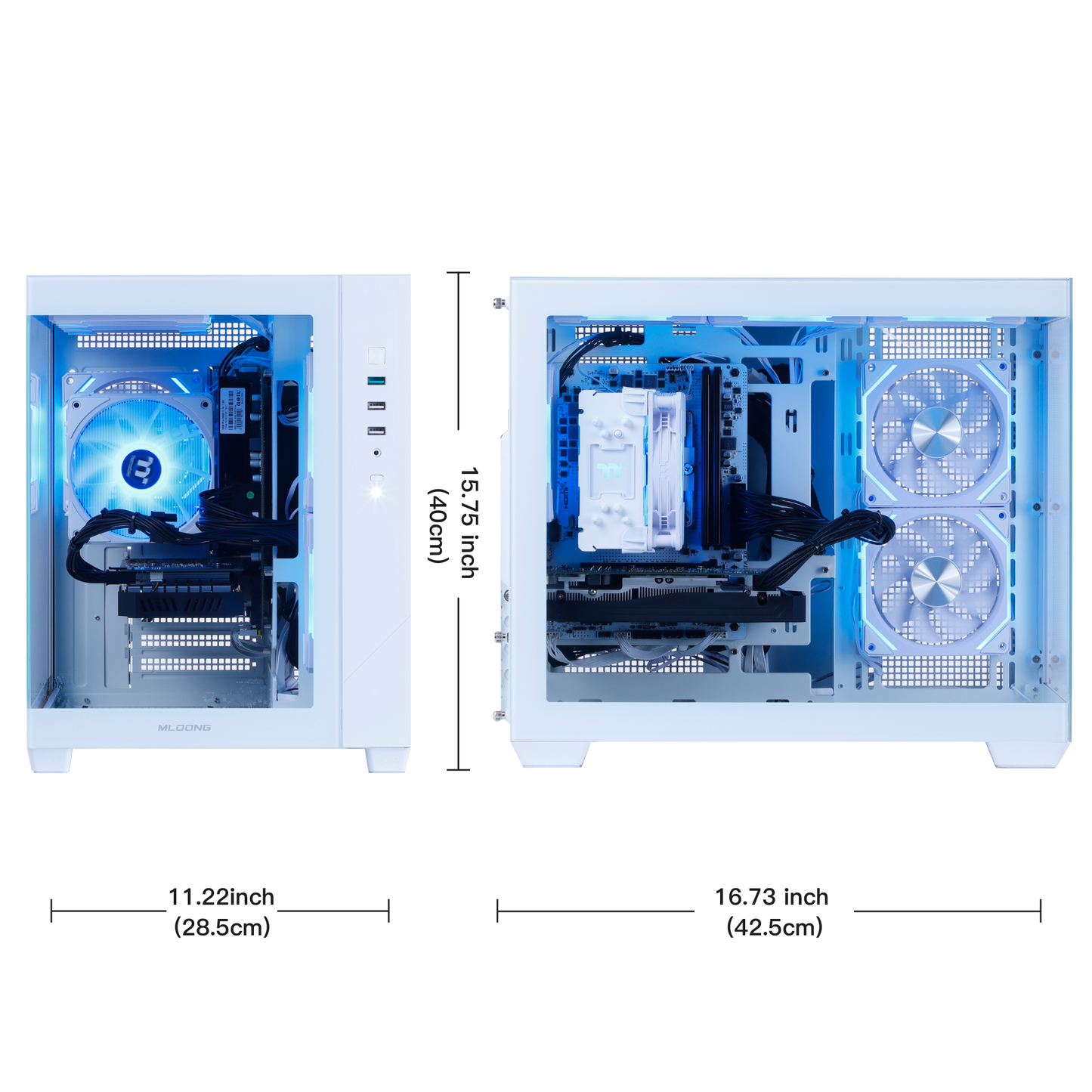 Mloong Gaming PC Desktop, AMD Ryzen 5 9600X 3.9 GHz (5.4Ghz Turbo), Radeon RX 9060 XT 8GB GDDR6, 1TB Gen4 NVMe SSD, 32GB 6000Mhz DDR5 RAM, 650W PSU, Wi-Fi, Win 11 Home Prebuilt PC, White