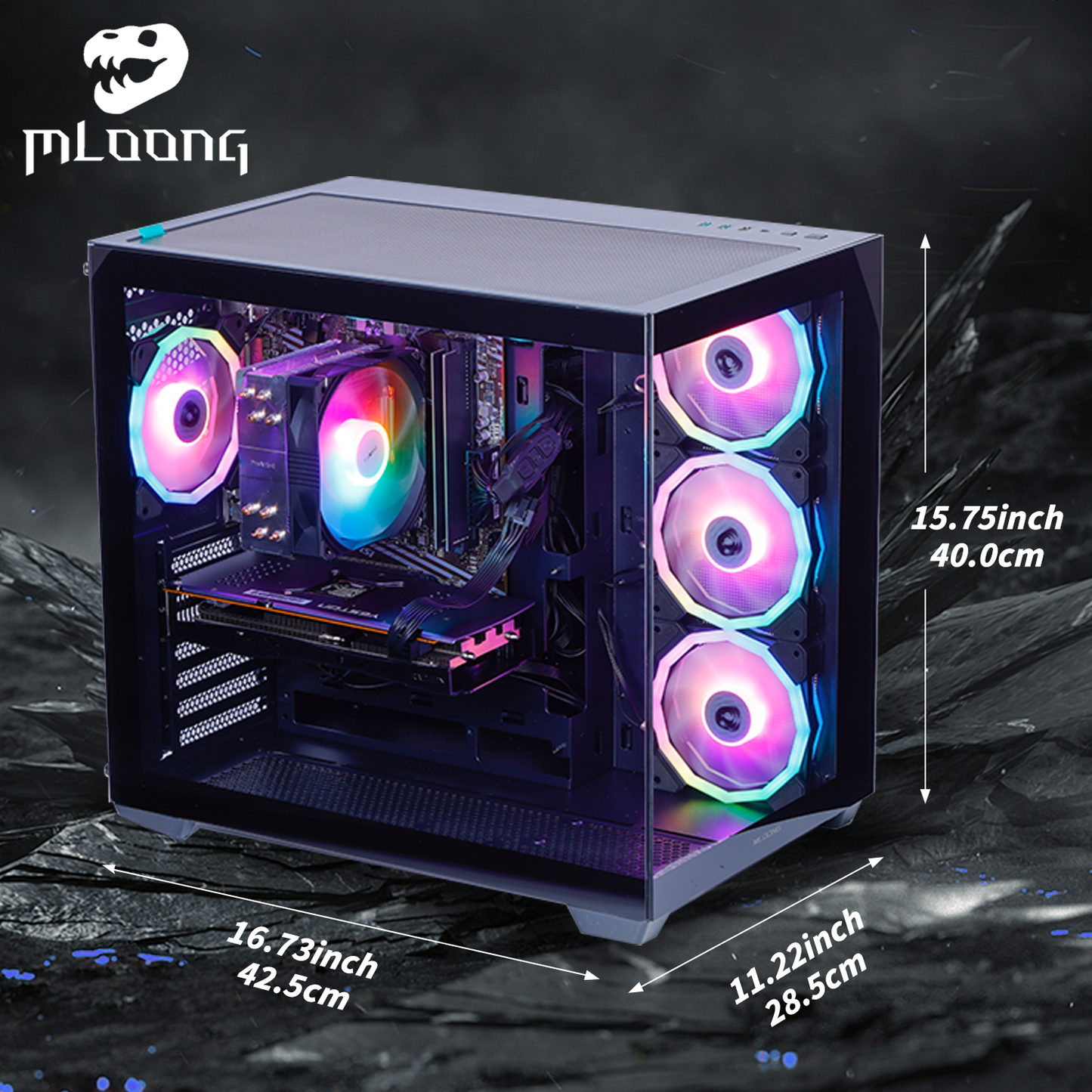 Restored MLOONG PC Gamer Gaming Desktop, AMD Ryzen 5 5500, Radeon RX 6600 8GB, 16GB DDR4, 1TB SSD, WIFI, Windows 11 Home, Refurbished
