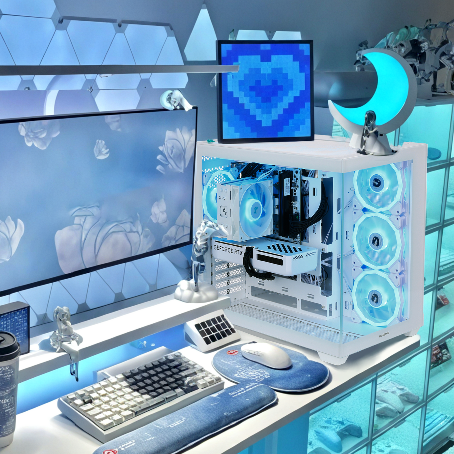 Mloong Gaming PC Desktop AMD Ryzen 5 5500 GeForce RTX 5060 1TB SSD 16GB RAM 650W Win11 WIFI White