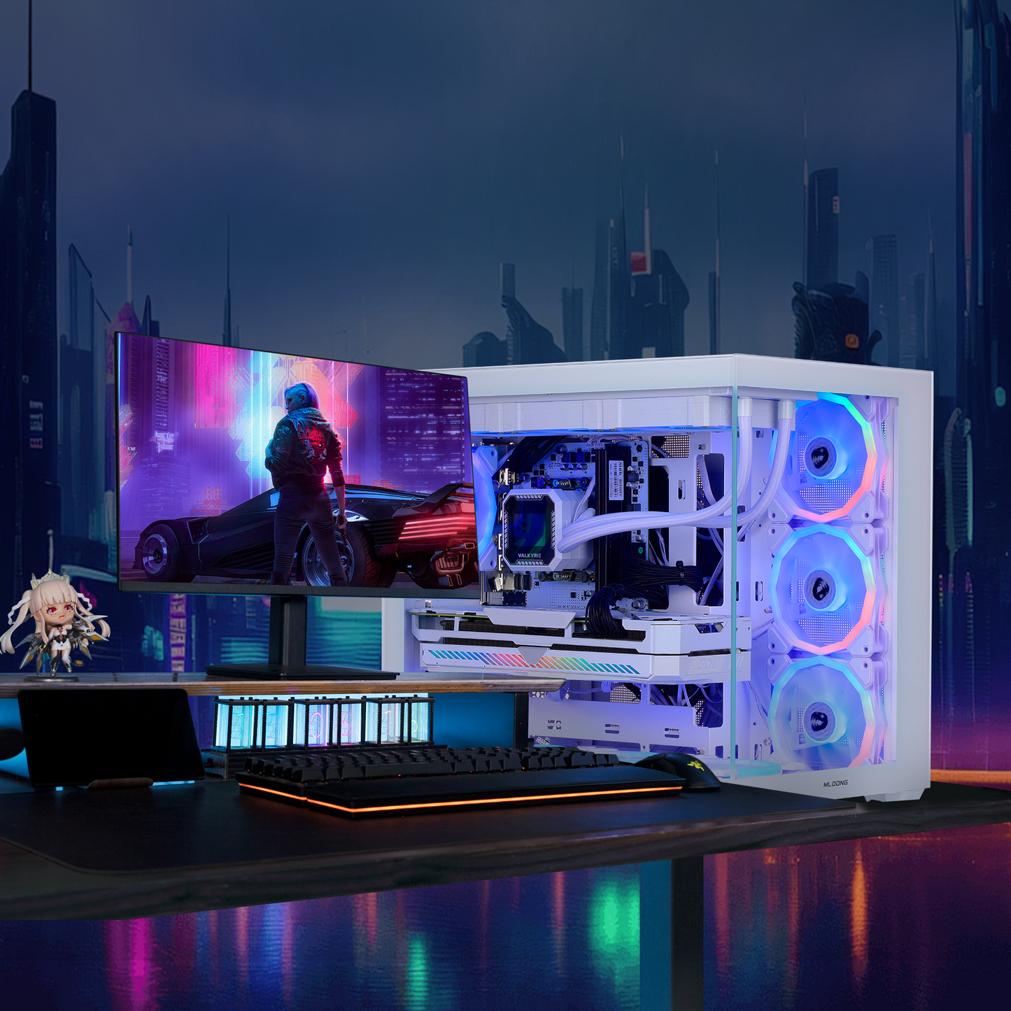 Mloong Gaming PC Intel Core i9 14900KF, GeForce RTX 5080 16GB, 64GB DDR5 RAM, 2TB SSD, 850W, Desktop,Win11, WIFI, White