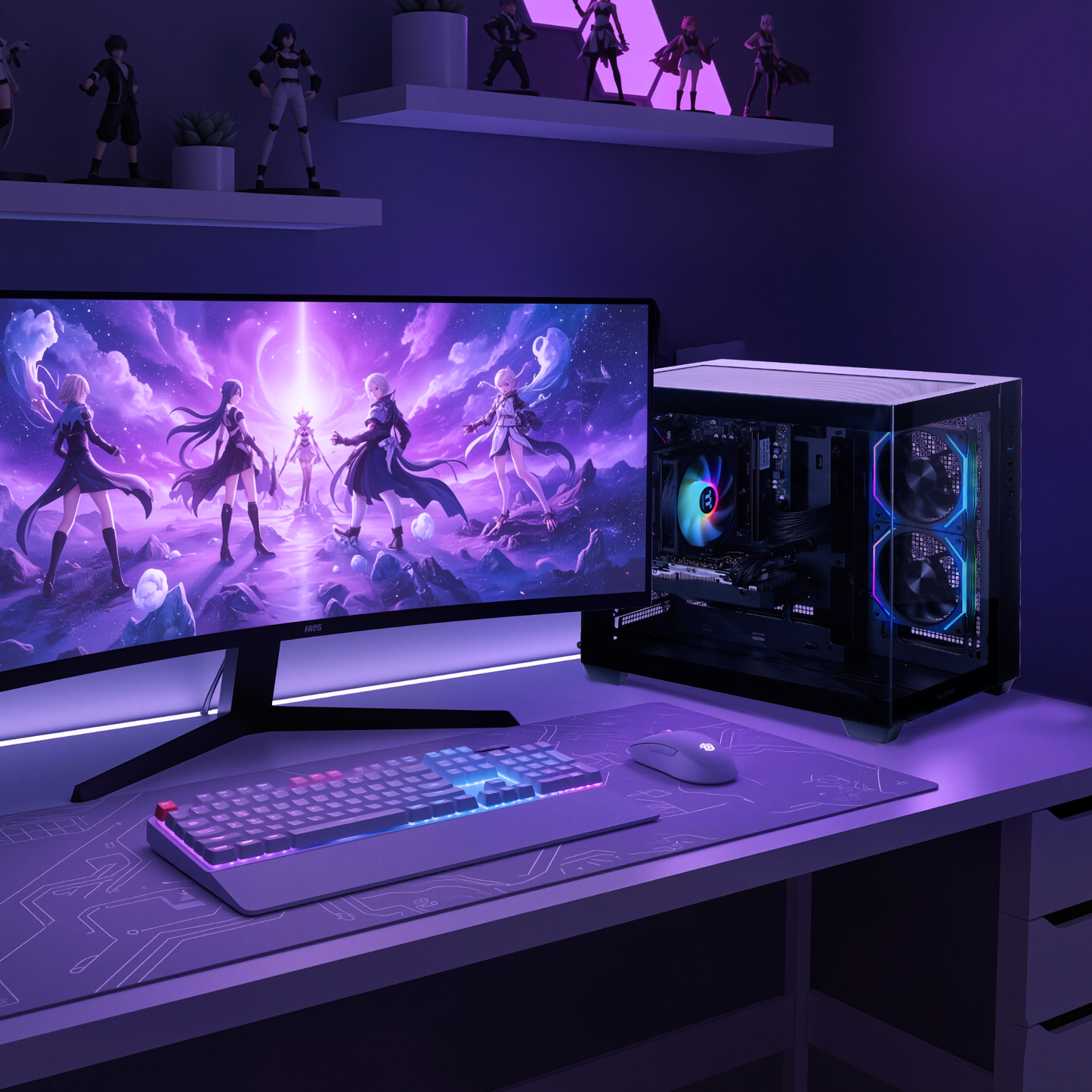 Mloong Gaming PC Desktops AMD Ryzen5 5500, Radeon RX 6500XT 4GB, 1TB SSD, 16GB RAM, 650W, Win11, WiFi, Black